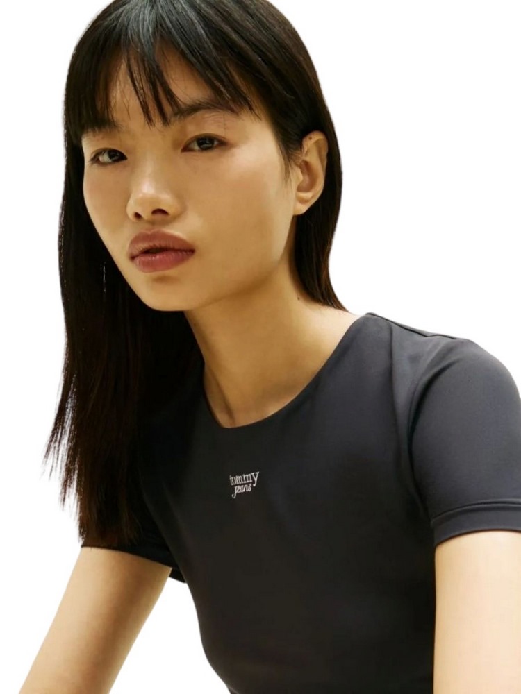 TOMMY JEANS SLIM SH SILVER SCRIPT TEE ΤΟΠ ΓΥΝΑΙΚΕΙΟ BLACK