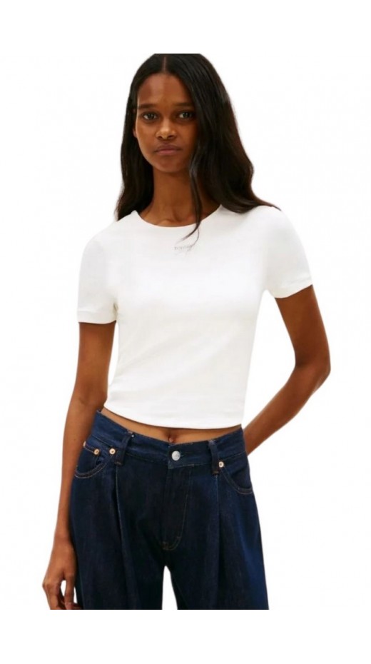 TOMMY JEANS SLIM SH SILVER SCRIPT TEE ΤΟΠ ΓΥΝΑΙΚΕΙΟ ECRU