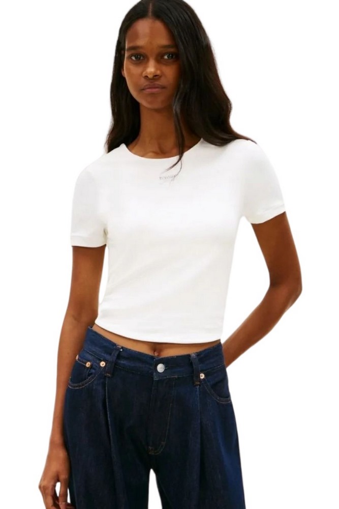 TOMMY JEANS SLIM SH SILVER SCRIPT TEE ΤΟΠ ΓΥΝΑΙΚΕΙΟ ECRU