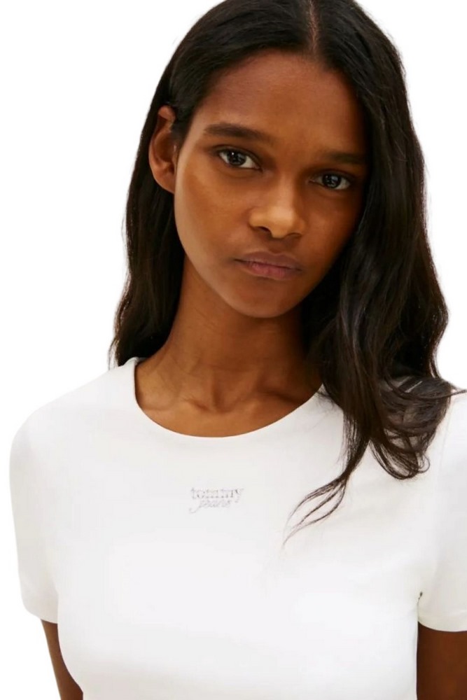 TOMMY JEANS SLIM SH SILVER SCRIPT TEE ΤΟΠ ΓΥΝΑΙΚΕΙΟ ECRU