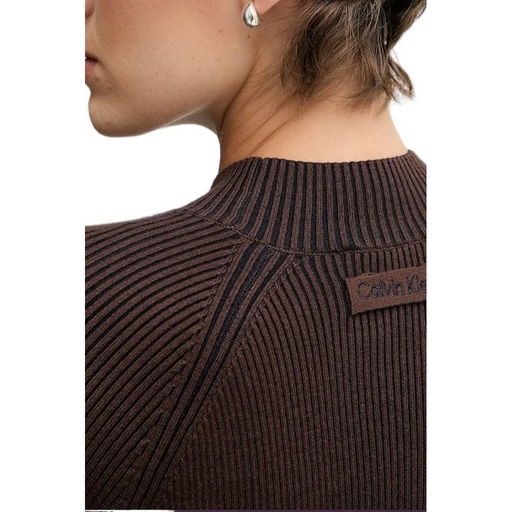 CALVIN KLEIN TECH KNIT MINI DRESS ΦΟΡΕΜΑ ΓΥΝΑΙΚΕΙΟ BROWN
