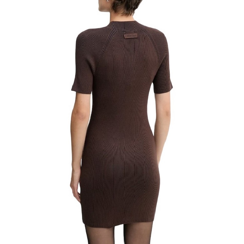 CALVIN KLEIN TECH KNIT MINI DRESS ΦΟΡΕΜΑ ΓΥΝΑΙΚΕΙΟ BROWN