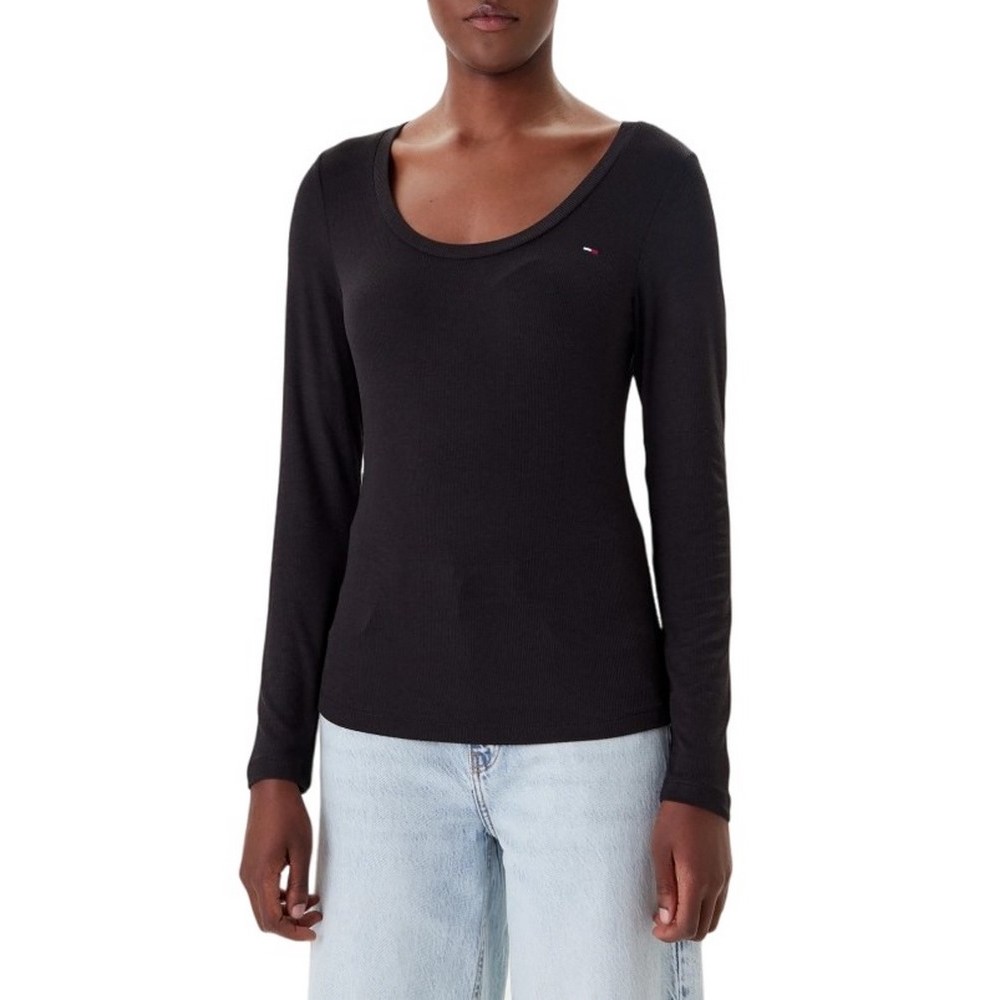TOMMY JEANS REG SOFT RIB ESSENTIAL LS ΜΠΛΟΥΖΑ ΓΥΝΑΙΚΕΙΑ BLACK