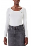 TOMMY JEANS REG SOFT RIB ESSENTIAL LS ΜΠΛΟΥΖΑ ΓΥΝΑΙΚΕΙΑ OFF WHITE
