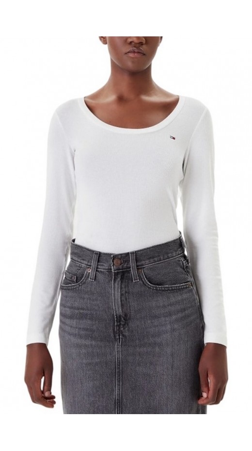 TOMMY JEANS REG SOFT RIB ESSENTIAL LS ΜΠΛΟΥΖΑ ΓΥΝΑΙΚΕΙΑ OFF WHITE