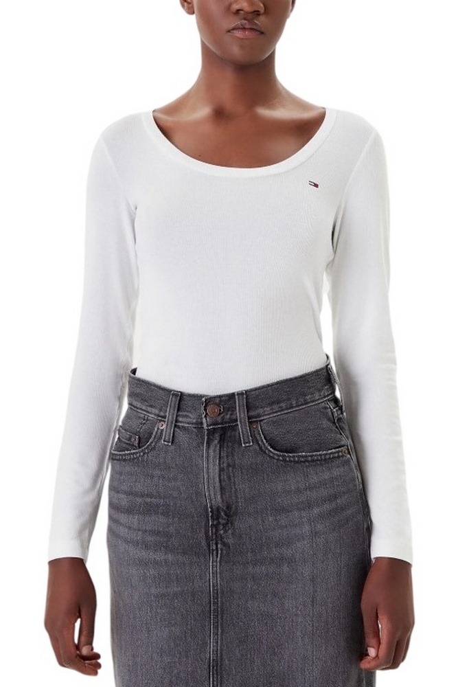 TOMMY JEANS REG SOFT RIB ESSENTIAL LS ΜΠΛΟΥΖΑ ΓΥΝΑΙΚΕΙΑ OFF WHITE