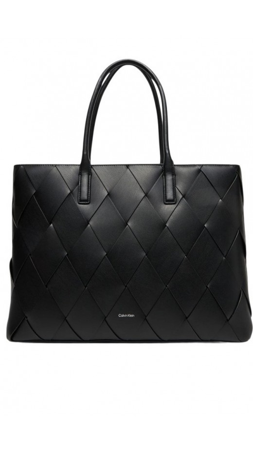 CALVIN KLEIN WOVEN MEDIUM SHOPPER ΤΣΑΝΤΑ ΓΥΝΑΙΚΕΙΑ BLACK
