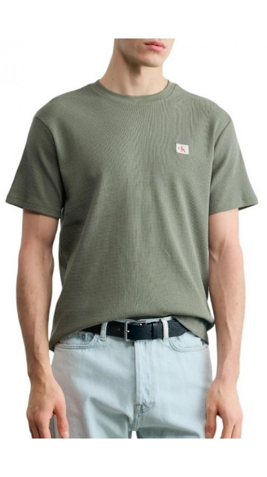 CALVIN KLEIN JEANS SS WAFFLE BADGE CREWNK T-SHIRT ΑΝΔΡΙΚΟ OLIVE