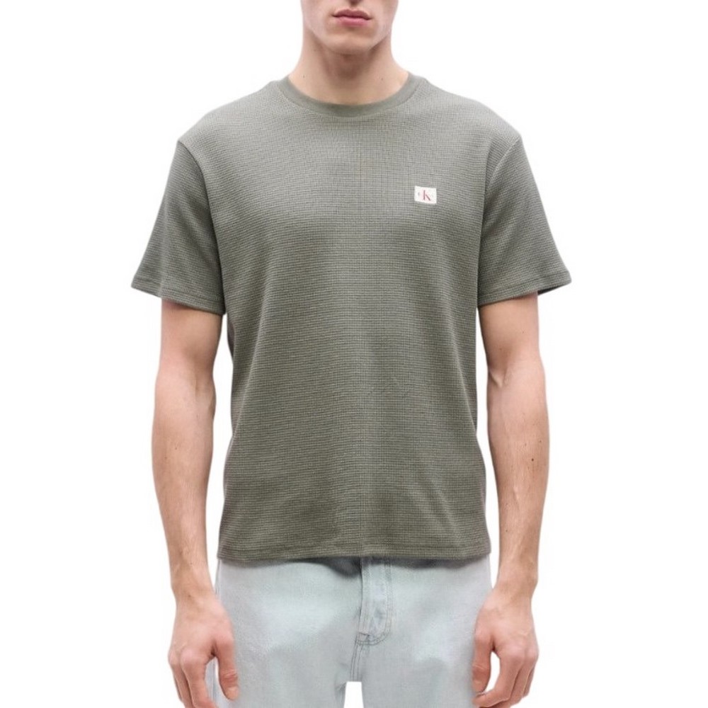 CALVIN KLEIN JEANS SS WAFFLE BADGE CREWNK T-SHIRT ΑΝΔΡΙΚΟ OLIVE