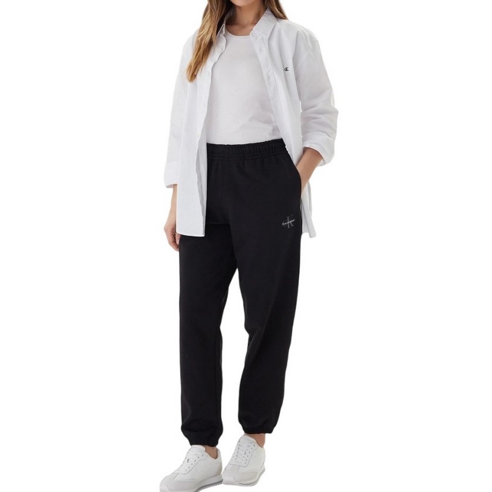 CALVIN KLEIN JEANS MONOLOGO FOIL FRENCH TERRY JOGGE ΦΟΡΜΑ ΠΑΝΤΕΛΟΝΙ ΓΥΝΑΙΚΕΙΟ BLACK