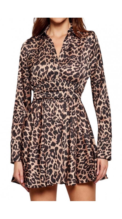 GUESS CONCETTA FLARE DRESS ΦΟΡΕΜΑ ΓΥΝΑΙΚΕΙΟ ANIMAL PRINT