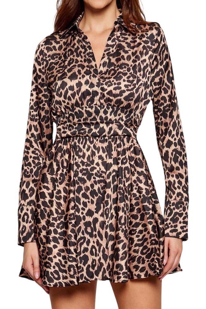 GUESS CONCETTA FLARE DRESS ΦΟΡΕΜΑ ΓΥΝΑΙΚΕΙΟ ANIMAL PRINT