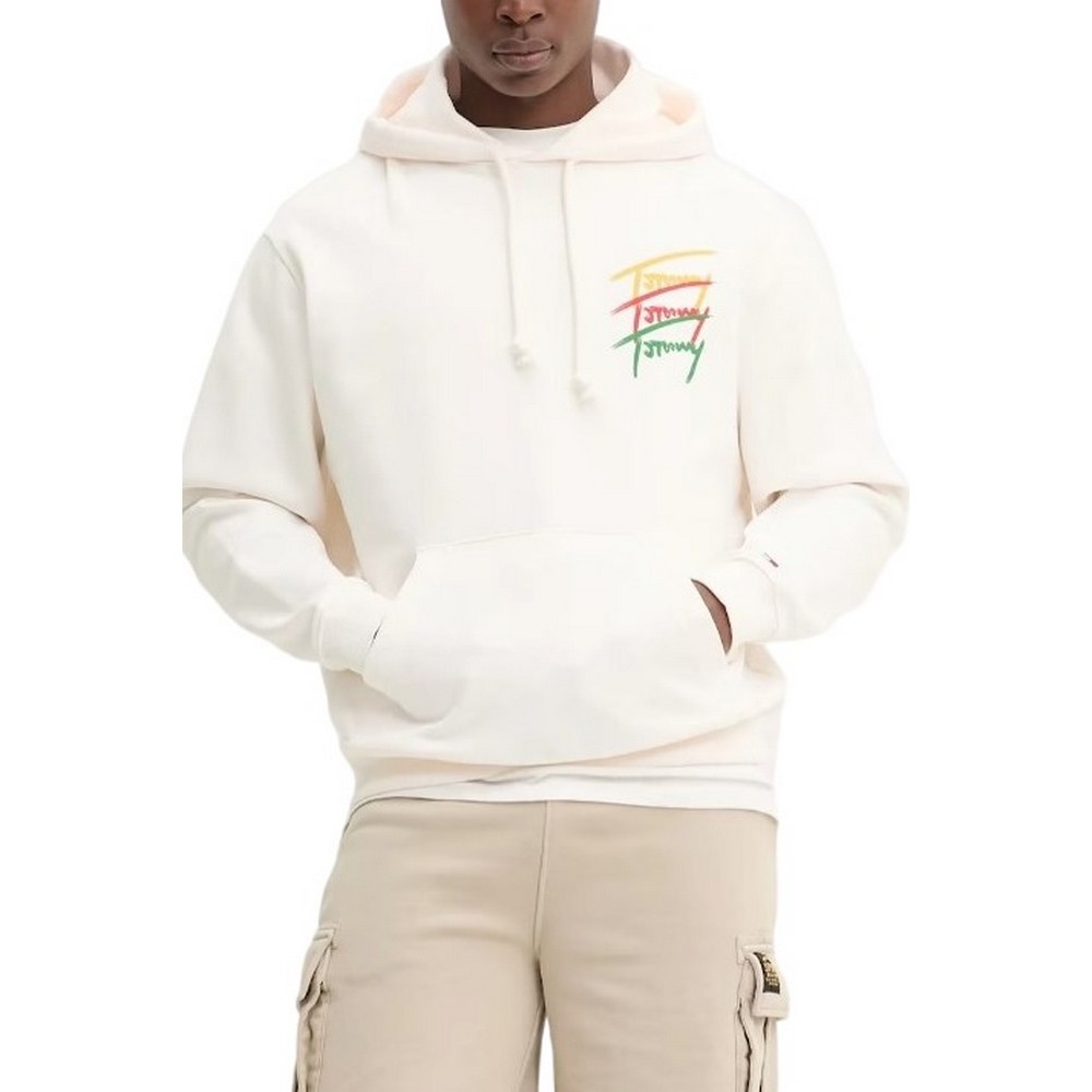 TOMMY JEANS RLX 3 COLOR SIGNATURE HOODIE ΦΟΥΤΕΡ ΑΝΔΡΙΚΟ OFF WHITE