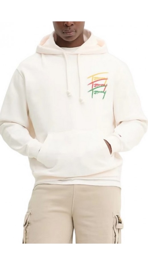 TOMMY JEANS RLX 3 COLOR SIGNATURE HOODIE ΦΟΥΤΕΡ ΑΝΔΡΙΚΟ OFF WHITE