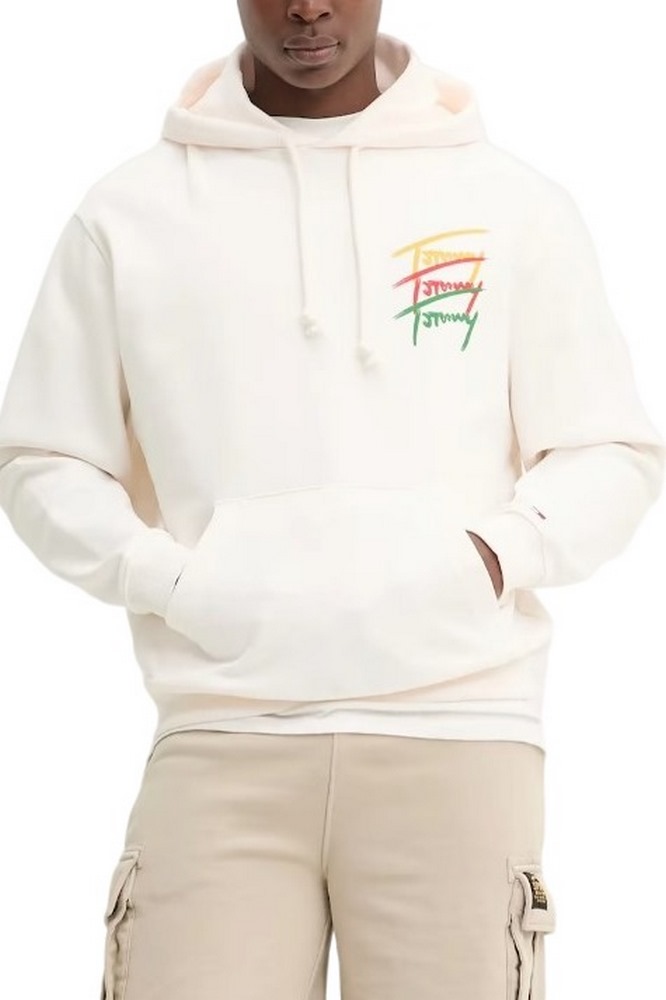 TOMMY JEANS RLX 3 COLOR SIGNATURE HOODIE ΦΟΥΤΕΡ ΑΝΔΡΙΚΟ OFF WHITE