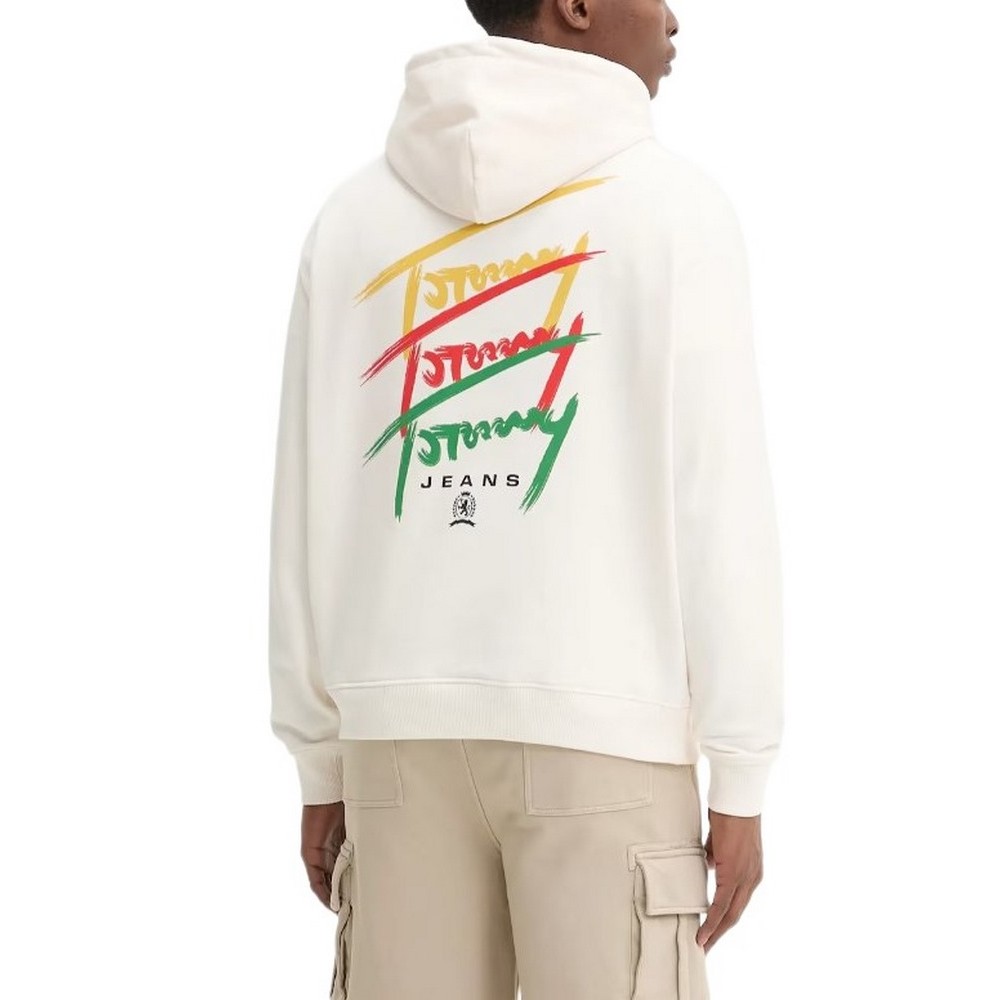 TOMMY JEANS RLX 3 COLOR SIGNATURE HOODIE ΦΟΥΤΕΡ ΑΝΔΡΙΚΟ OFF WHITE