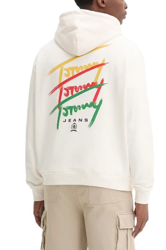 TOMMY JEANS RLX 3 COLOR SIGNATURE HOODIE ΦΟΥΤΕΡ ΑΝΔΡΙΚΟ OFF WHITE