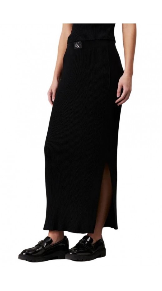 CALVIN KLEIN JEANS WOVEN LABEL SWEATER SKIRT ΦΟΥΣΤΑ ΓΥΝΑΙΚΕΙΑ BLACK