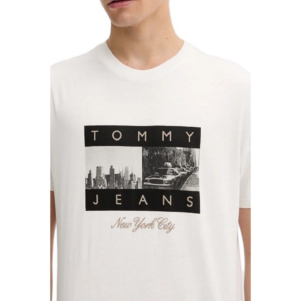 TOMMY JEANS REG PHOTO FLAG T-SHIRT ΜΠΛΟΥΖΑ ΑΝΔΡΙΚΗ ECRU