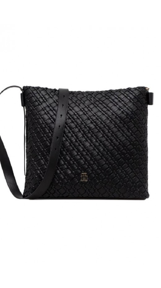TOMMY HILFIGER BRAIDED MAXI HOBO ΤΣΑΝΤΑ ΓΥΝΑΙΚΕΙΑ BLACK