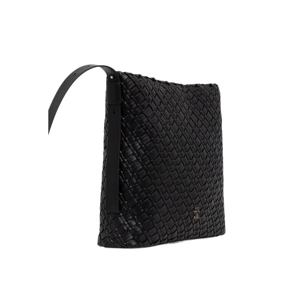 TOMMY HILFIGER BRAIDED MAXI HOBO ΤΣΑΝΤΑ ΓΥΝΑΙΚΕΙΑ BLACK