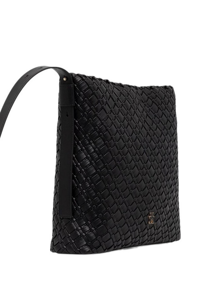 TOMMY HILFIGER BRAIDED MAXI HOBO ΤΣΑΝΤΑ ΓΥΝΑΙΚΕΙΑ BLACK