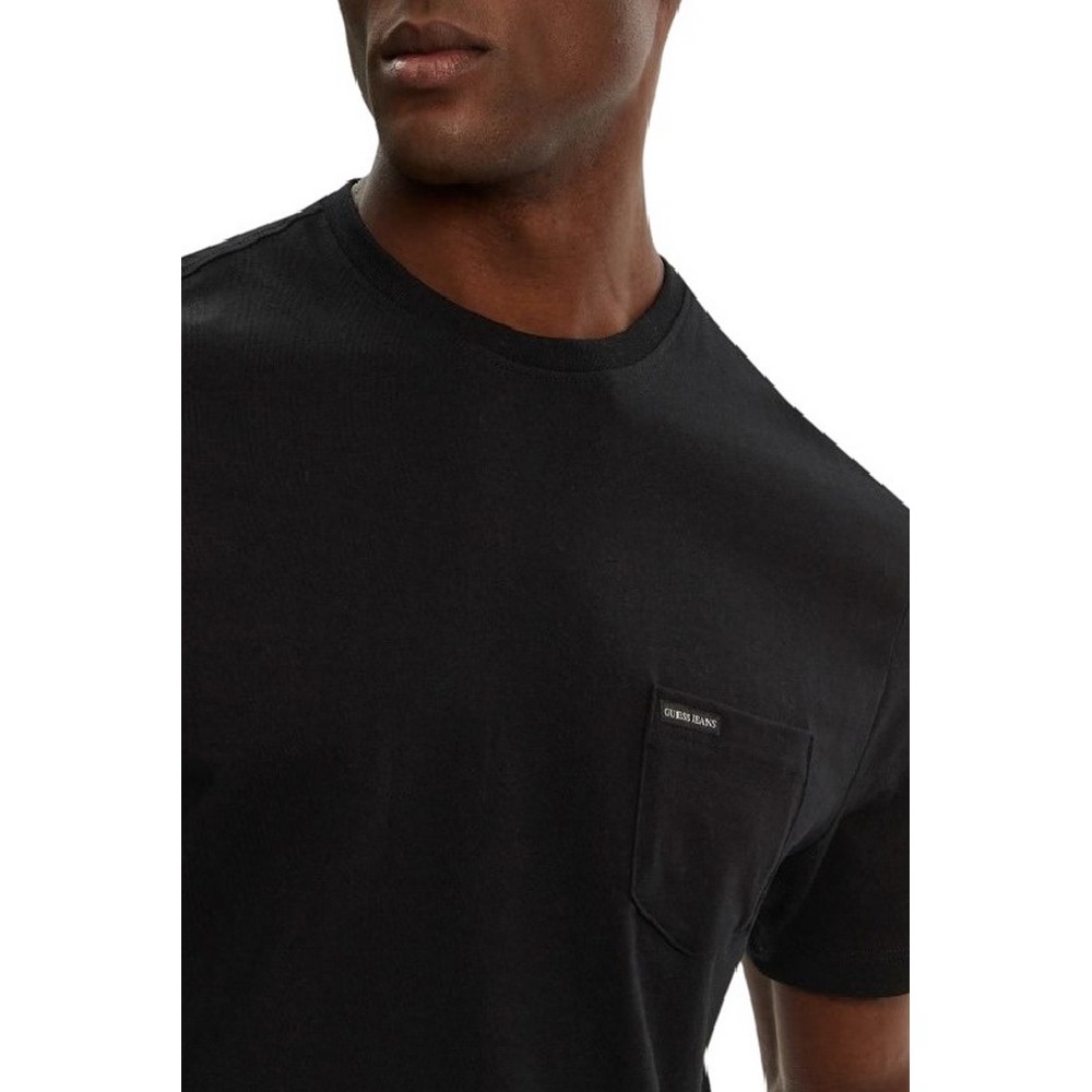 GUESS JEANS SS CN REG PKT TEE ΜΠΛΟΥΖΑ ΑΝΔΡΙΚΗ BLACK