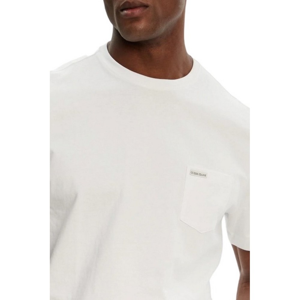 GUESS JEANS SS CN REG PKT TEE ΜΠΛΟΥΖΑ ΑΝΔΡΙΚΗ WHITE