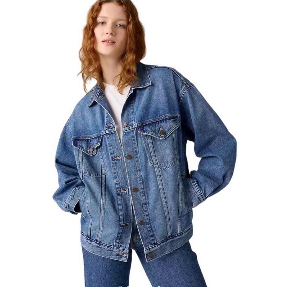 LEVIS XL WOMENS TRUCKER HOLD MY PURS ΜΠΟΥΦΑΝ ΓΥΝΑΙΚΕΙΟ BLUΕ DENIM