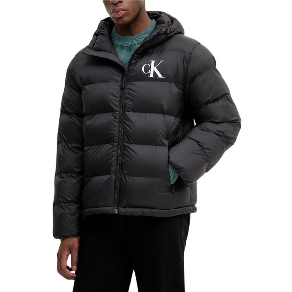 CALVIN KLEIN JEANS LS NYLON MONOGRAM PUFFER JKT ΜΠΟΥΦΑΝ ΑΝΔΡΙΚΟ BLACK