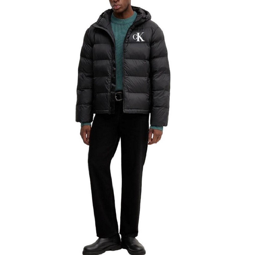 CALVIN KLEIN JEANS LS NYLON MONOGRAM PUFFER JKT ΜΠΟΥΦΑΝ ΑΝΔΡΙΚΟ BLACK