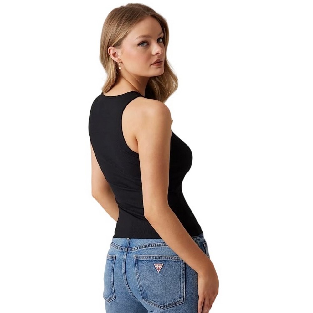 GUESS NEW SL ROUND NK GUENDALINA TOP ΤΟΠ ΓΥΝΑΙΚΕΙΟ BLACK