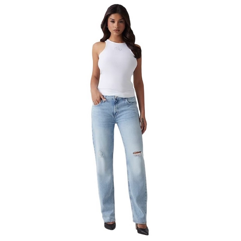 GUESS NEW SL ROUND NK GUENDALINA TOP ΤΟΠ ΓΥΝΑΙΚΕΙΟ WHITE