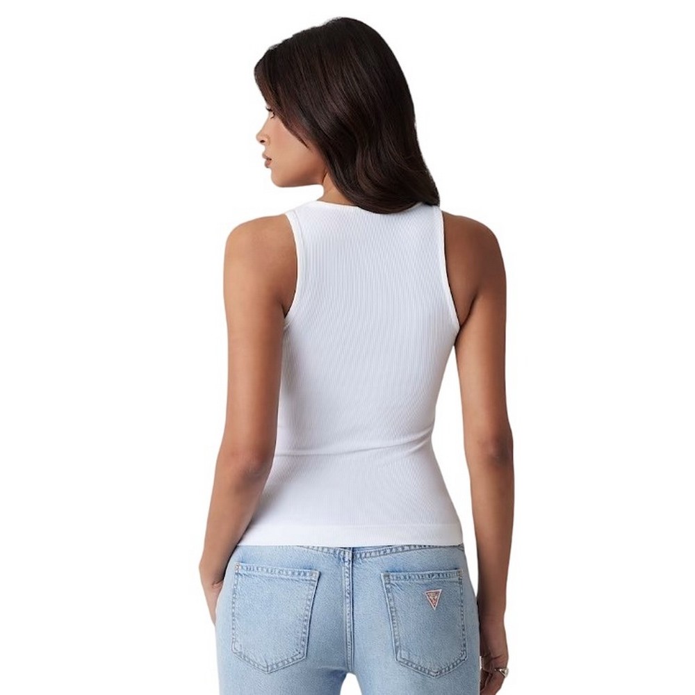 GUESS NEW SL ROUND NK GUENDALINA TOP ΤΟΠ ΓΥΝΑΙΚΕΙΟ WHITE