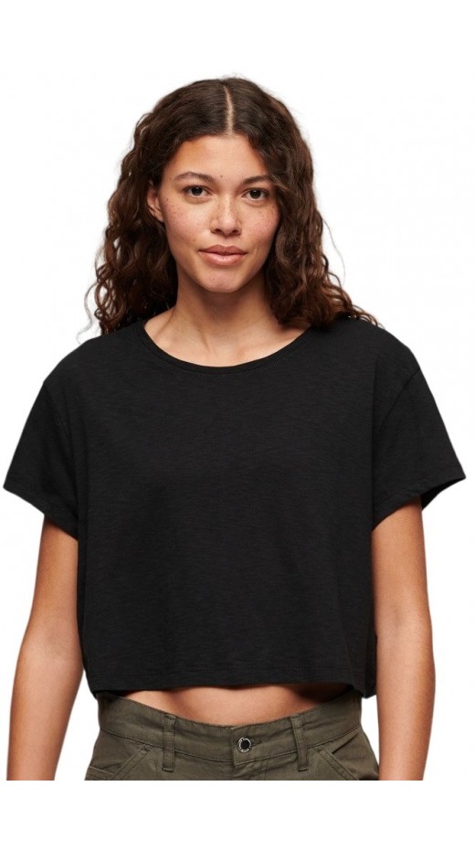 SUPERDRY SLOUCHY CROPPED T-SHIRT ΜΠΛΟΥΖΑ ΓΥΝΑΙΚΕΙΑ BLACK