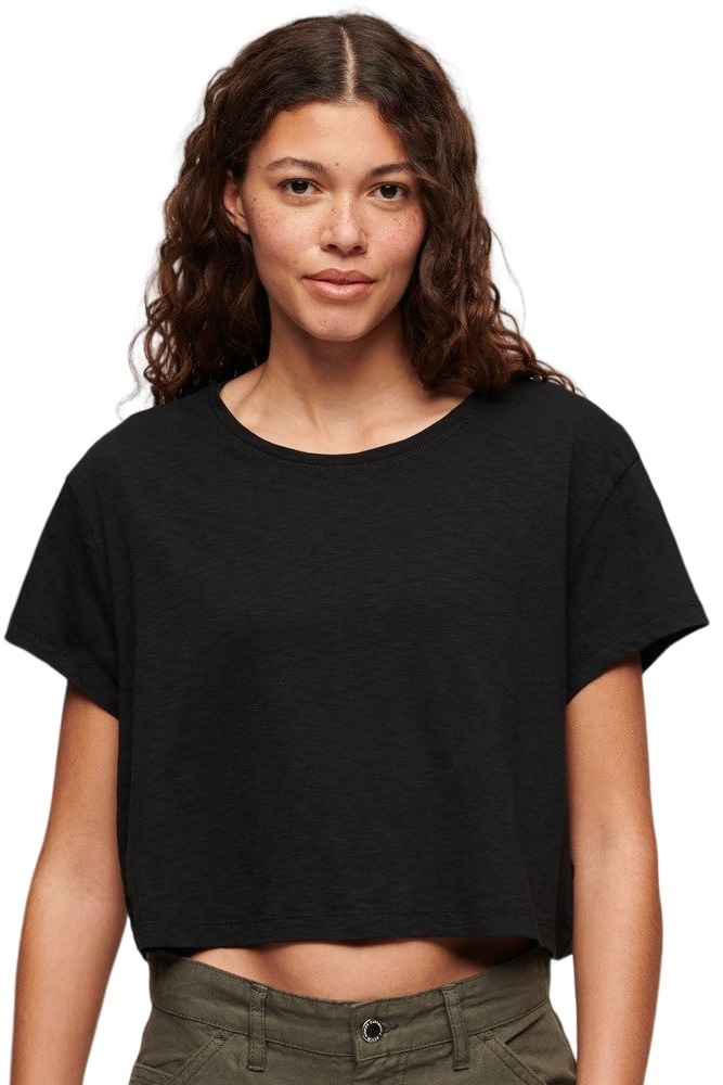 SUPERDRY SLOUCHY CROPPED T-SHIRT ΜΠΛΟΥΖΑ ΓΥΝΑΙΚΕΙΑ BLACK