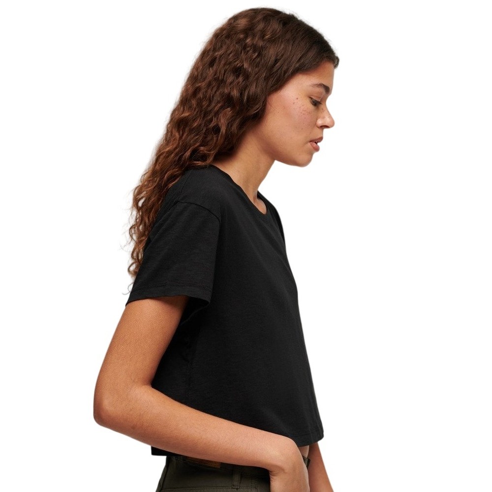 SUPERDRY SLOUCHY CROPPED T-SHIRT ΜΠΛΟΥΖΑ ΓΥΝΑΙΚΕΙΑ BLACK