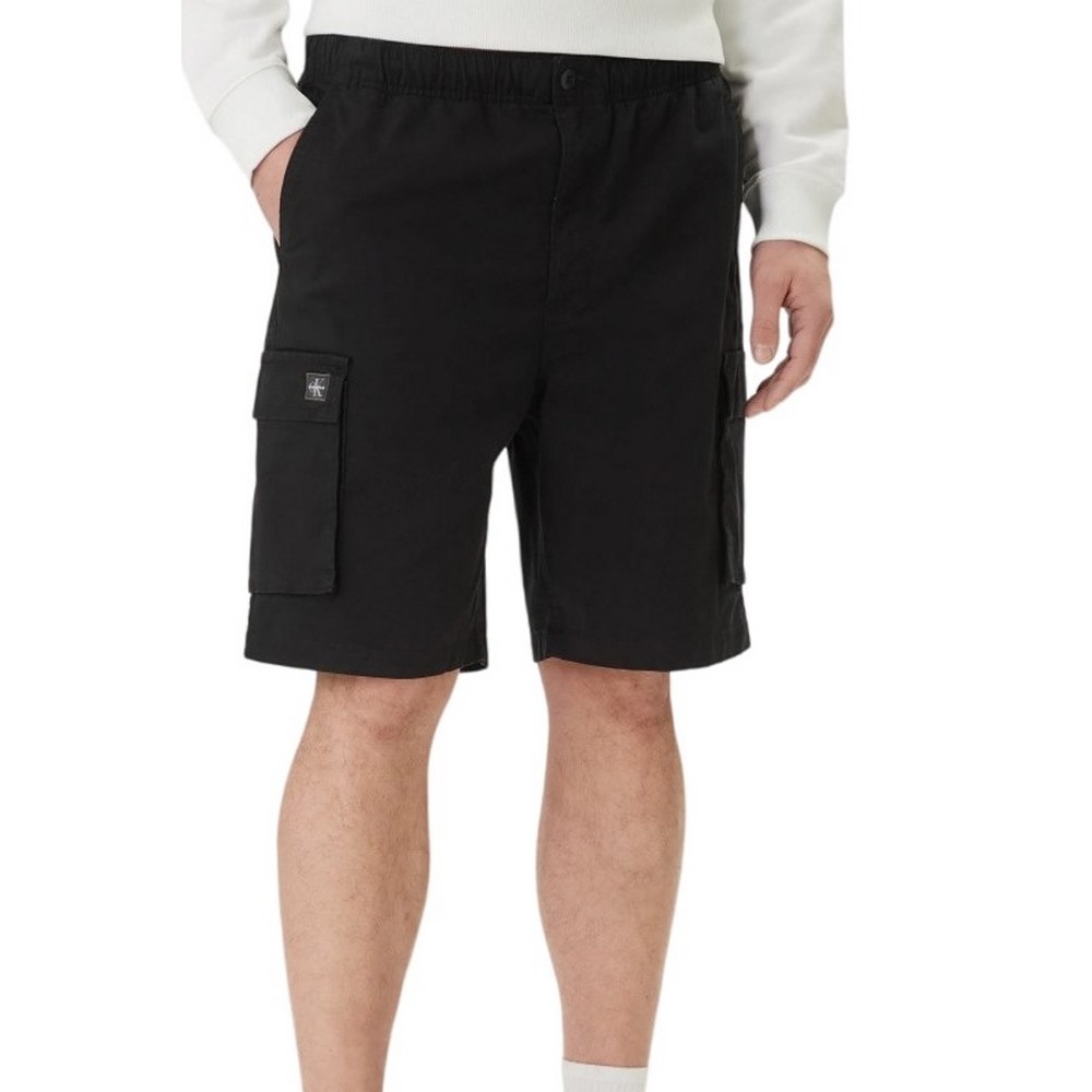 CALVIN KLEIN JEANS 9" COTTON PULL ON CARGO SHORT ΒΕΡΜΟΥΔΑ ΑΝΔΡΙΚΗ BLACK