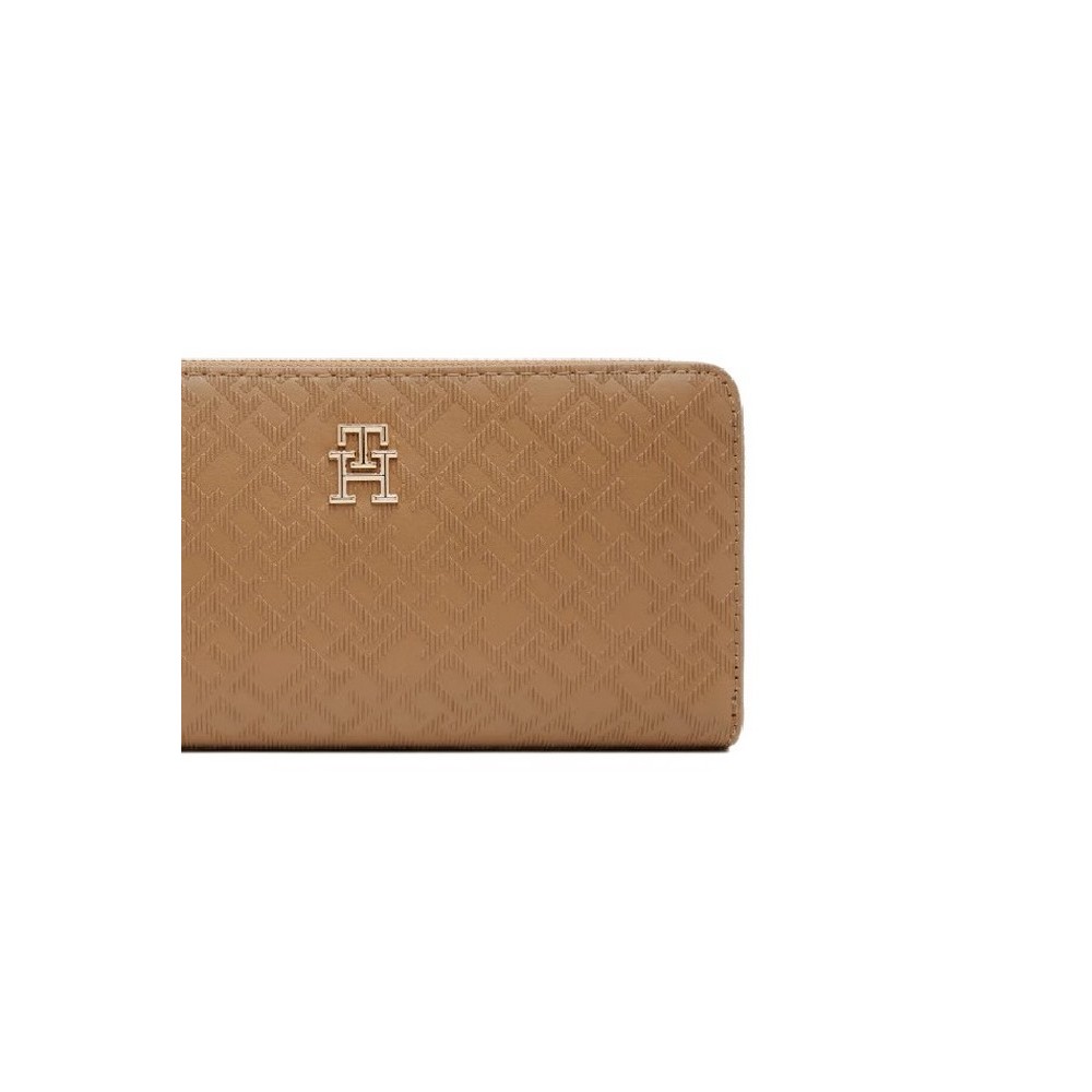 TOMMY HILFIGER DISTINCT LRG ZA MONO ΠΟΡΤΟΦΟΛΙ ΓΥΝΑΙΚΕΙΟ BEIGE