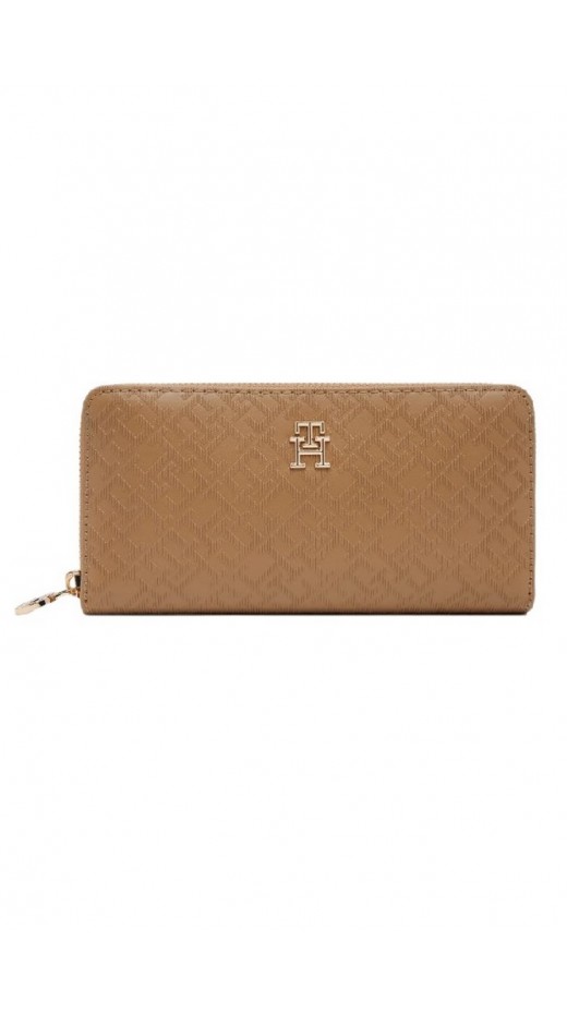 TOMMY HILFIGER DISTINCT LRG ZA MONO ΠΟΡΤΟΦΟΛΙ ΓΥΝΑΙΚΕΙΟ BEIGE