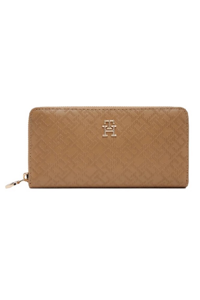 TOMMY HILFIGER DISTINCT LRG ZA MONO ΠΟΡΤΟΦΟΛΙ ΓΥΝΑΙΚΕΙΟ BEIGE