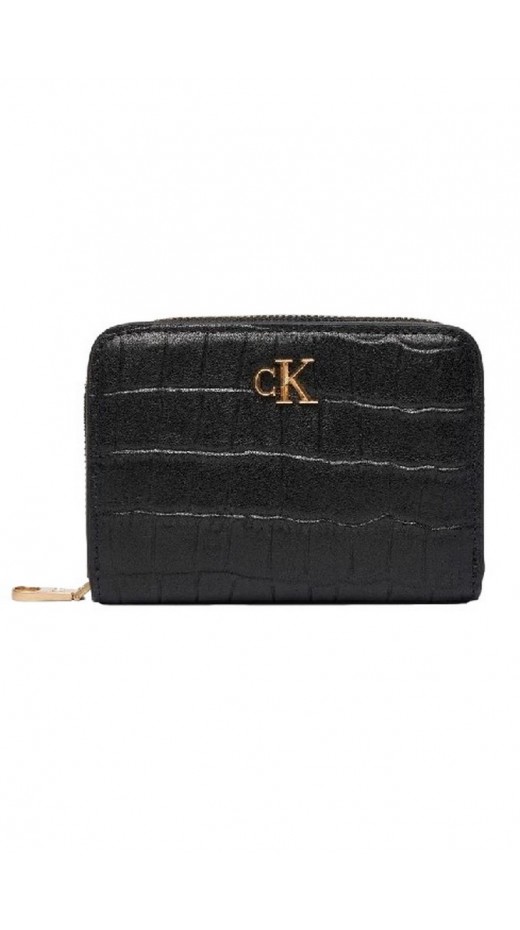 CALVIN KLEIN  CROC MEDIUM FLAP ZIP AROUND ΠΟΡΤΟΦΟΛΙ ΓΥΝΑΙΚΕΙΟ BLACK