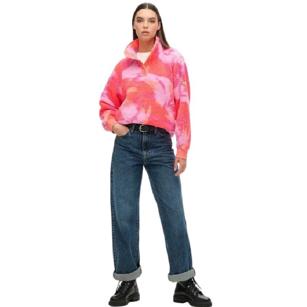 SUPERDRY D2 OVIN SUPER SOFT PRINTED HENLEY ΜΠΛΟΥΖΑ ΓΥΝΑΙΚΕΙΑ CORAL