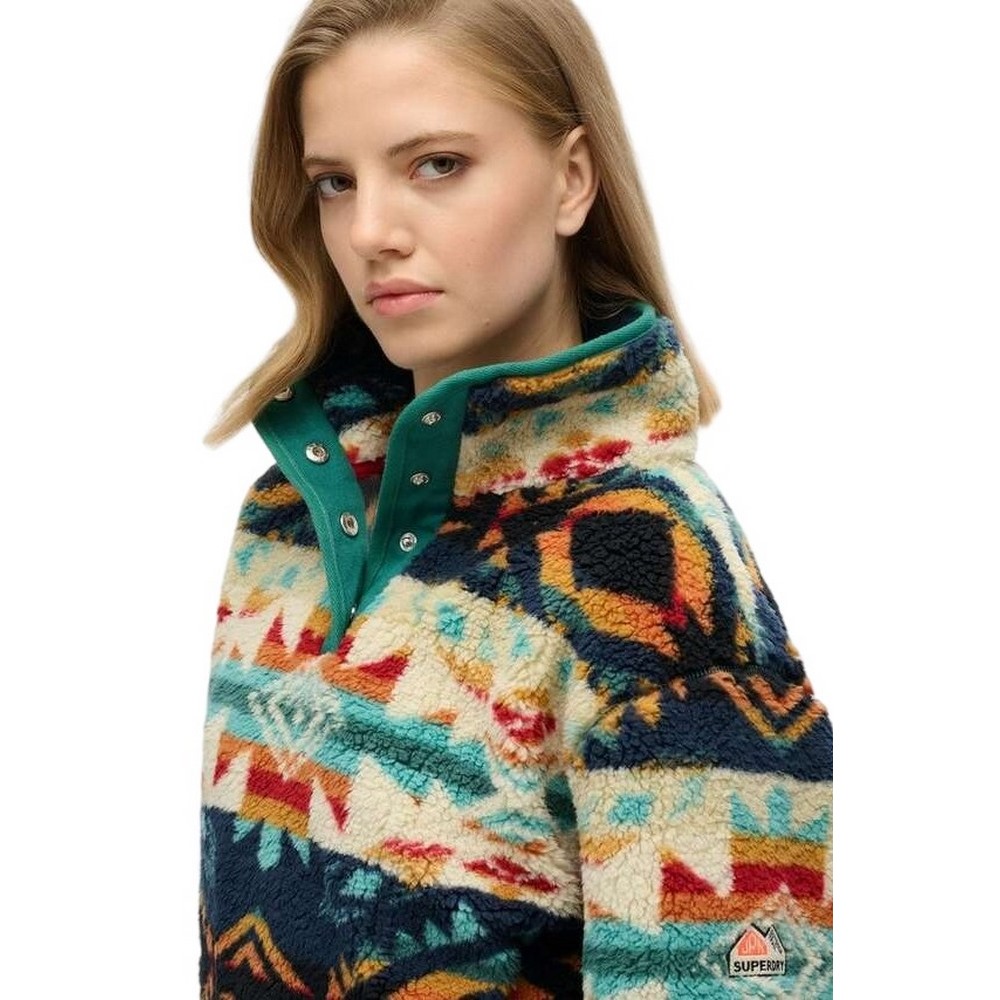 SUPERDRY D2 OVIN SUPER SOFT PRINTED HENLEY ΜΠΛΟΥΖΑ ΓΥΝΑΙΚΕΙΑ MULTI