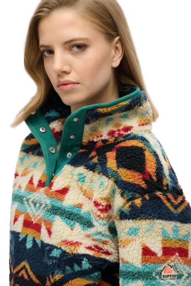 SUPERDRY D2 OVIN SUPER SOFT PRINTED HENLEY ΜΠΛΟΥΖΑ ΓΥΝΑΙΚΕΙΑ MULTI