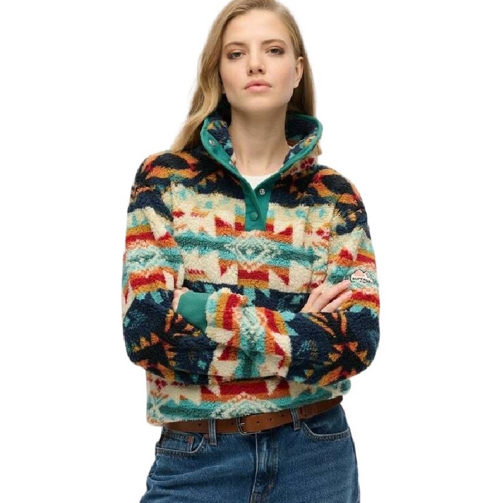 SUPERDRY D2 OVIN SUPER SOFT PRINTED HENLEY ΜΠΛΟΥΖΑ ΓΥΝΑΙΚΕΙΑ MULTI