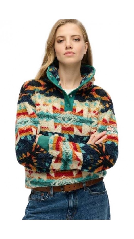 SUPERDRY D2 OVIN SUPER SOFT PRINTED HENLEY ΜΠΛΟΥΖΑ ΓΥΝΑΙΚΕΙΑ MULTI