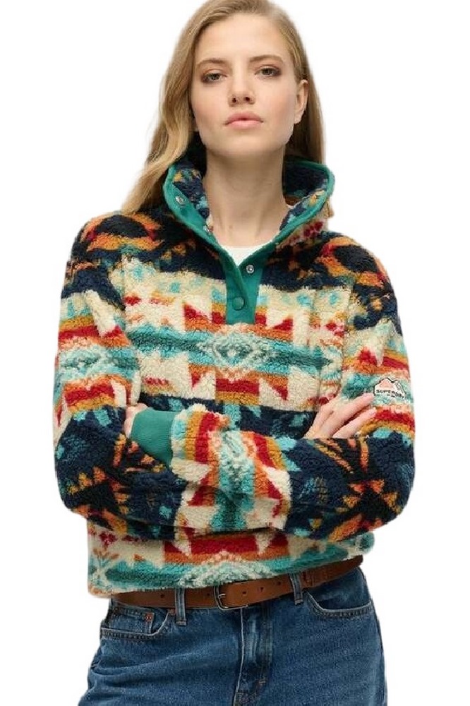 SUPERDRY D2 OVIN SUPER SOFT PRINTED HENLEY ΜΠΛΟΥΖΑ ΓΥΝΑΙΚΕΙΑ MULTI