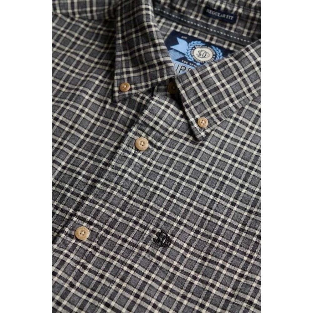 SUPERDRY D2 STUD PREMIUM CHECK OXFORD SHIRT ΠΟΥΚΑΜΙΣΟ ΑΝΔΡΙΚΟ BLACK