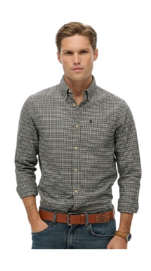 SUPERDRY D2 STUD PREMIUM CHECK OXFORD SHIRT ΠΟΥΚΑΜΙΣΟ ΑΝΔΡΙΚΟ BLACK